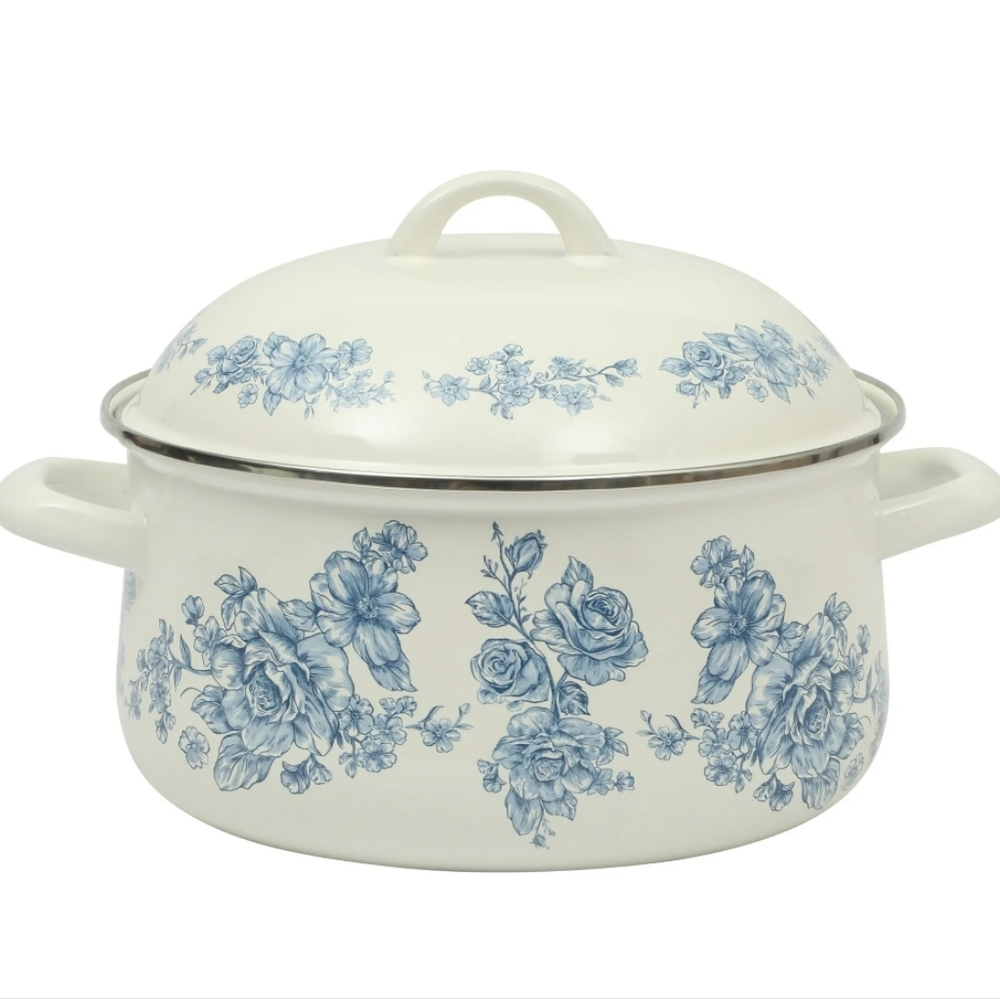 ❤️ New 2025 The Pioneer Woman Agatha Blue 5 Quart Dutch Oven Cookware Set